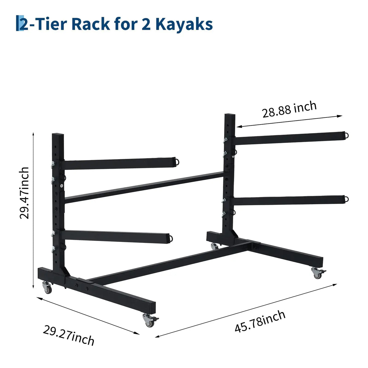 Freestanding Kayak Storage Rack 2/3/4 Tier Adjustable SUP Canoe Stand Heavy Duty Holder With Wheels Outdoor Garage Organizer