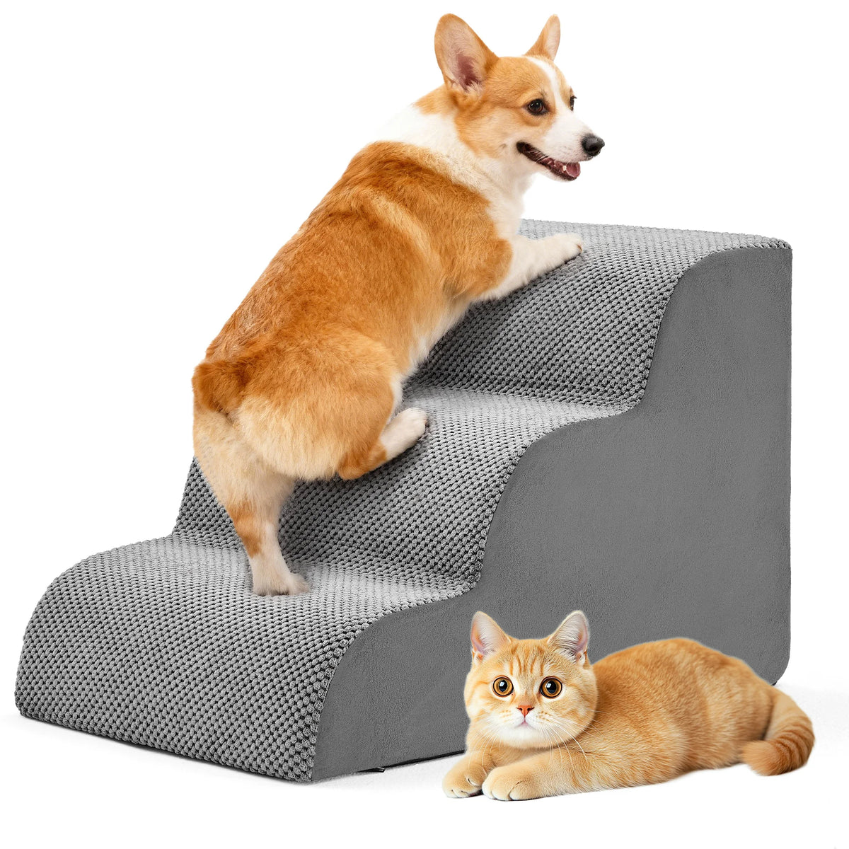 Curved High Density Foam Dog Stairs Non Slip Indoor Ramp