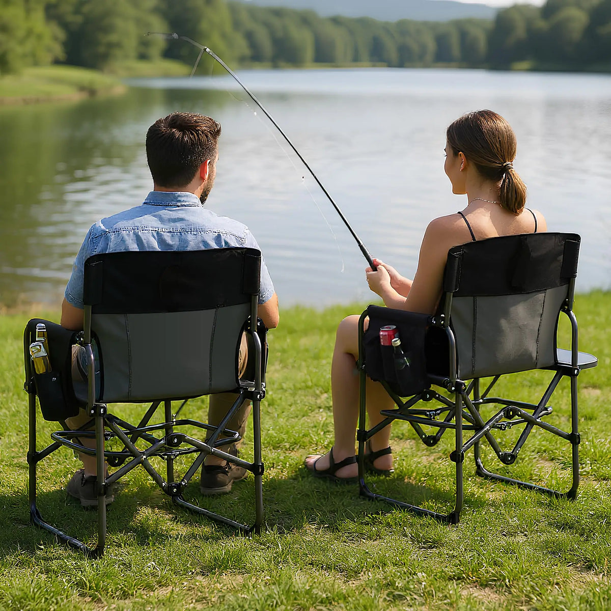 Heavy Duty Folding Directors Chair With Side Table