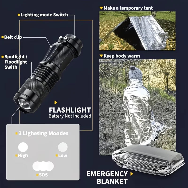 242 Survival Kit for Outdoor Adventure Travel Camping Sports Office Car School Emergency First Aid Equipment Tool Gift for Men And Women