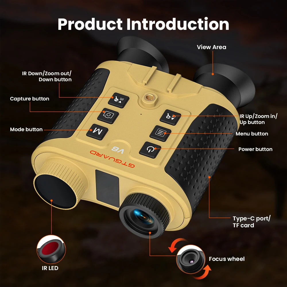 4K Night Vision Binoculars 8X Digital Zoom Night Vision Goggles Telescope Infrared NVG Tactical Light for Outdoor 300M Full Darkness Take Photos,Record Videos With 2000mAh Battery