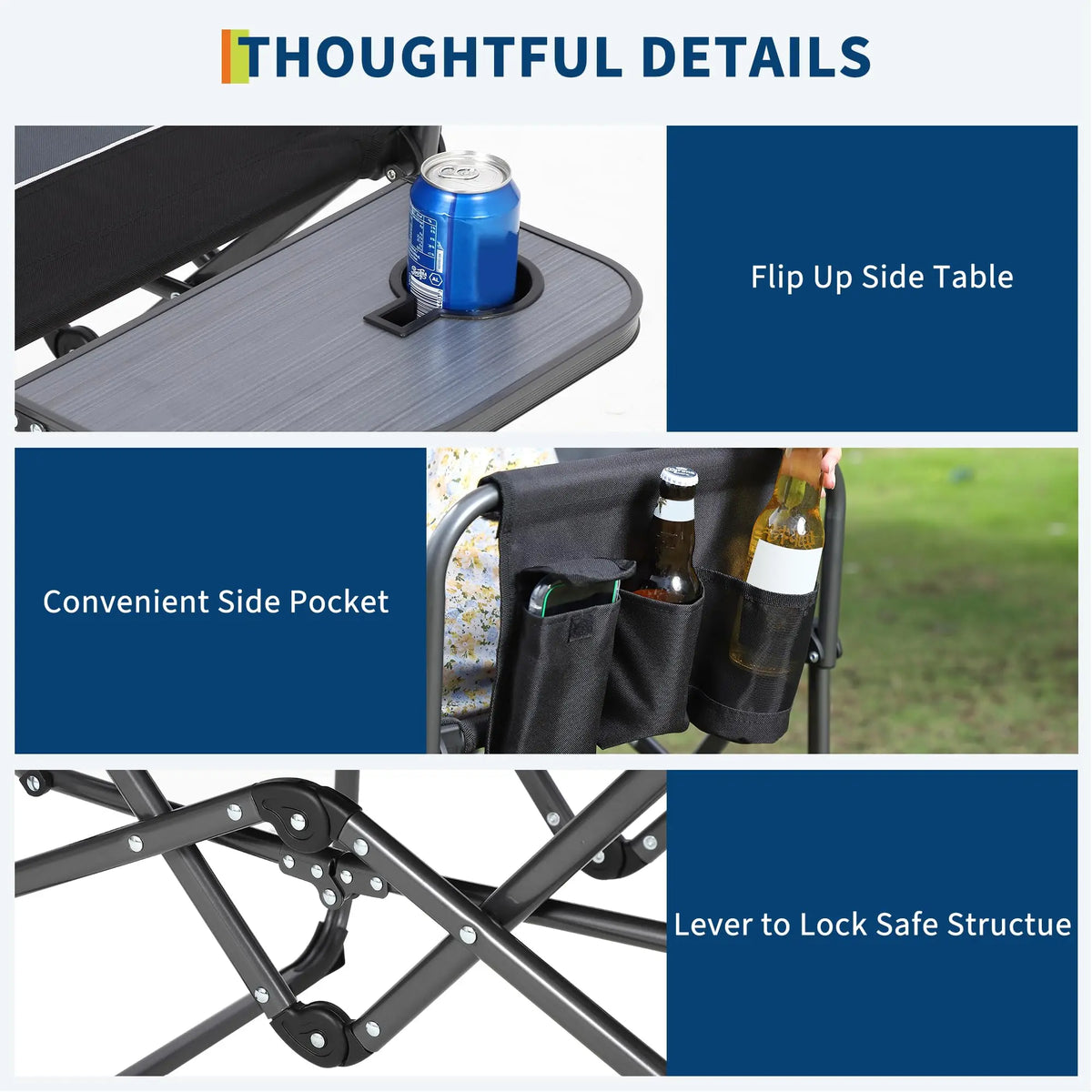Heavy Duty Folding Directors Chair With Side Table