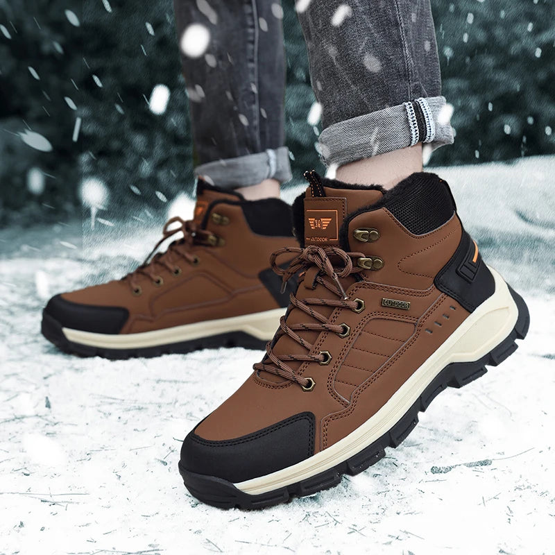 Large 48 Autumn High-Top Men Hiking Boot Winter Outdoor Shoes Lace-Up Non-slip Sports Casual Trekking Boots Man Suede Warm Shoes