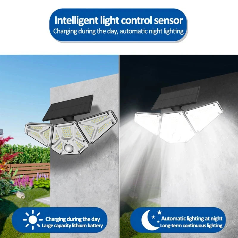 Solar Outdoor Security Lights With Remote 113 LEDs IP65 PIR