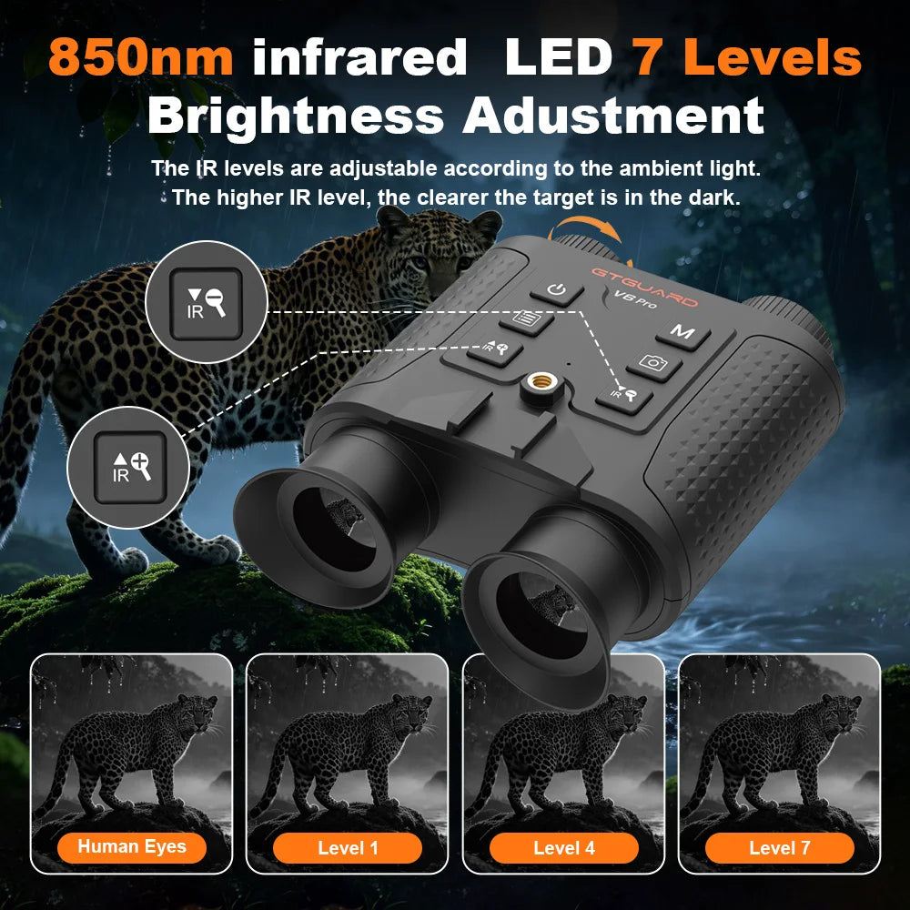 4K Night Vision Binoculars 8X Digital Zoom Infrafred Night Vision Goggles Telescope Day/Night Use for Outdoor Hunting Support Video & Photo