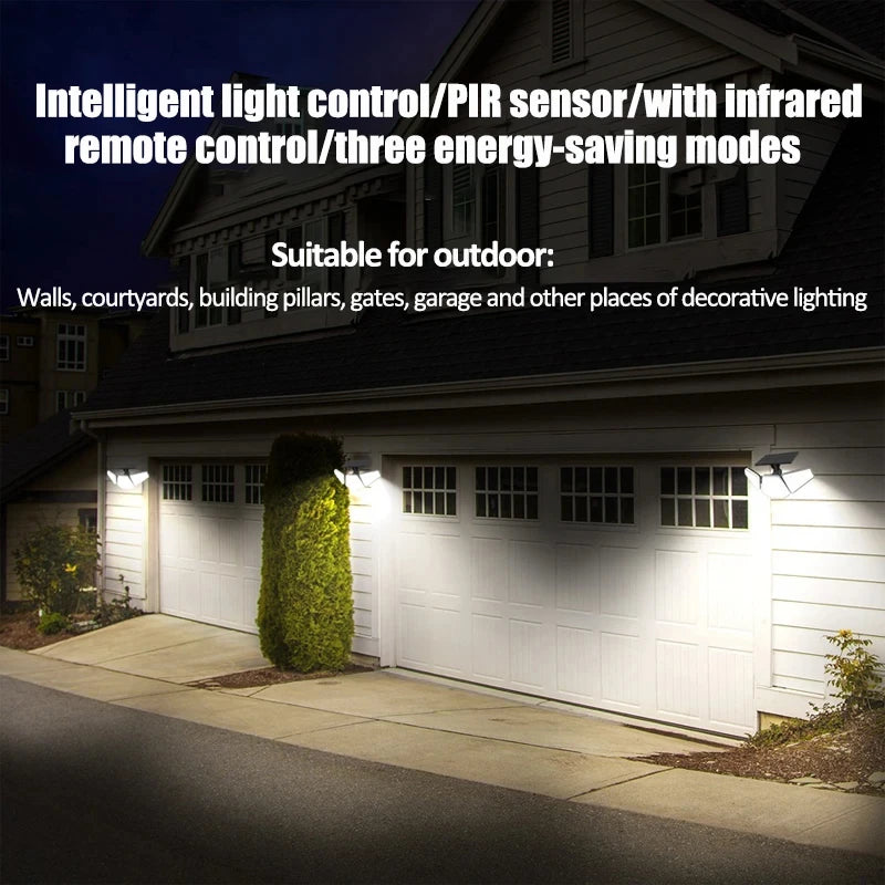 Solar Outdoor Security Lights With Remote 113 LEDs IP65 PIR
