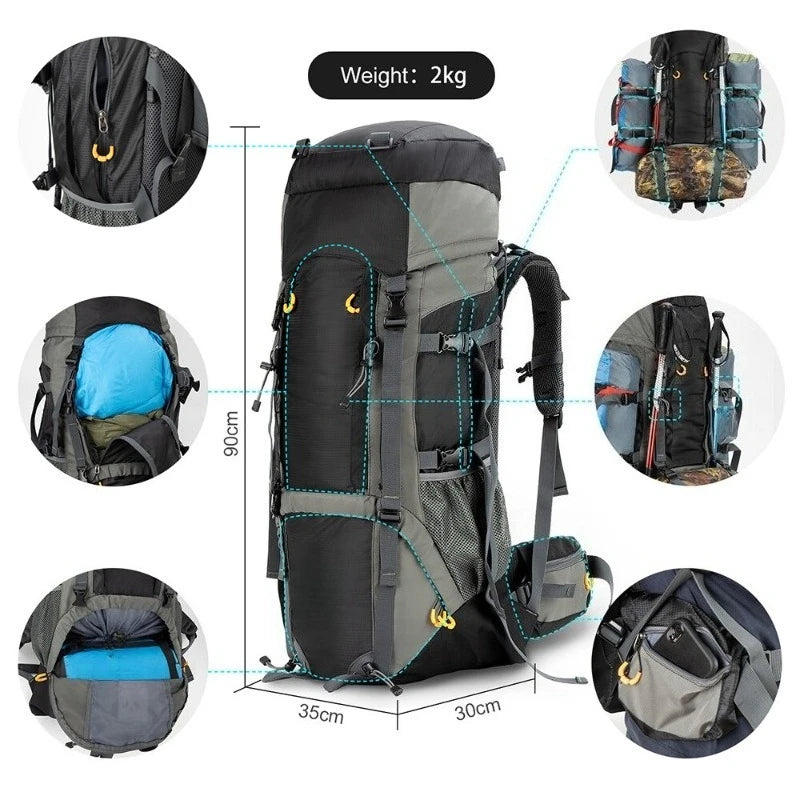 Internal Frame Backpack,Large Hiking Backpack Rucksack with Rain Cover Sports Fntertainment