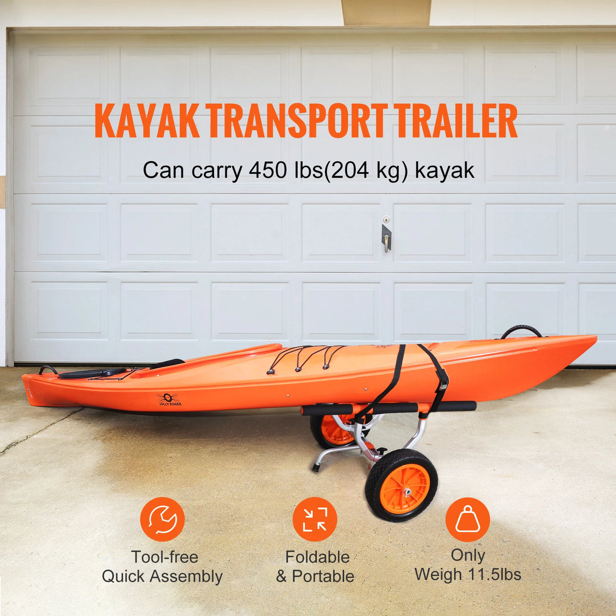 SucceBuy Heavy Duty Aluminum Kayak Cart And Trailer