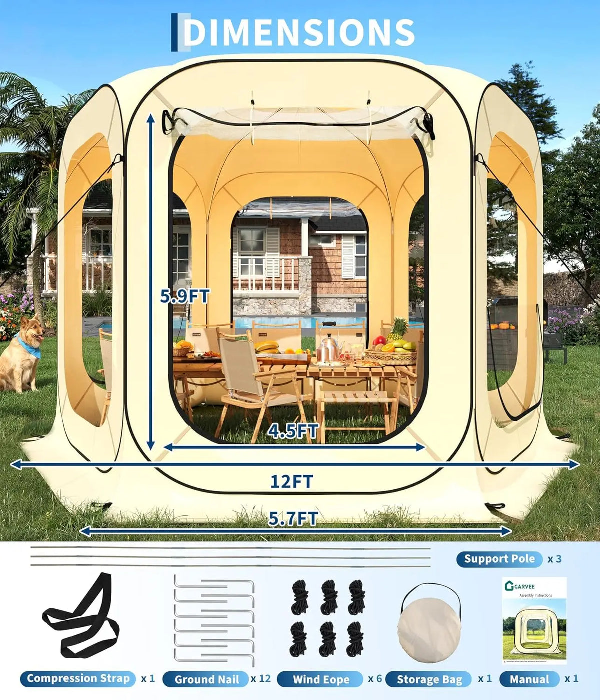 Tacleekii Pop Up Screen Tent Camping Shelter