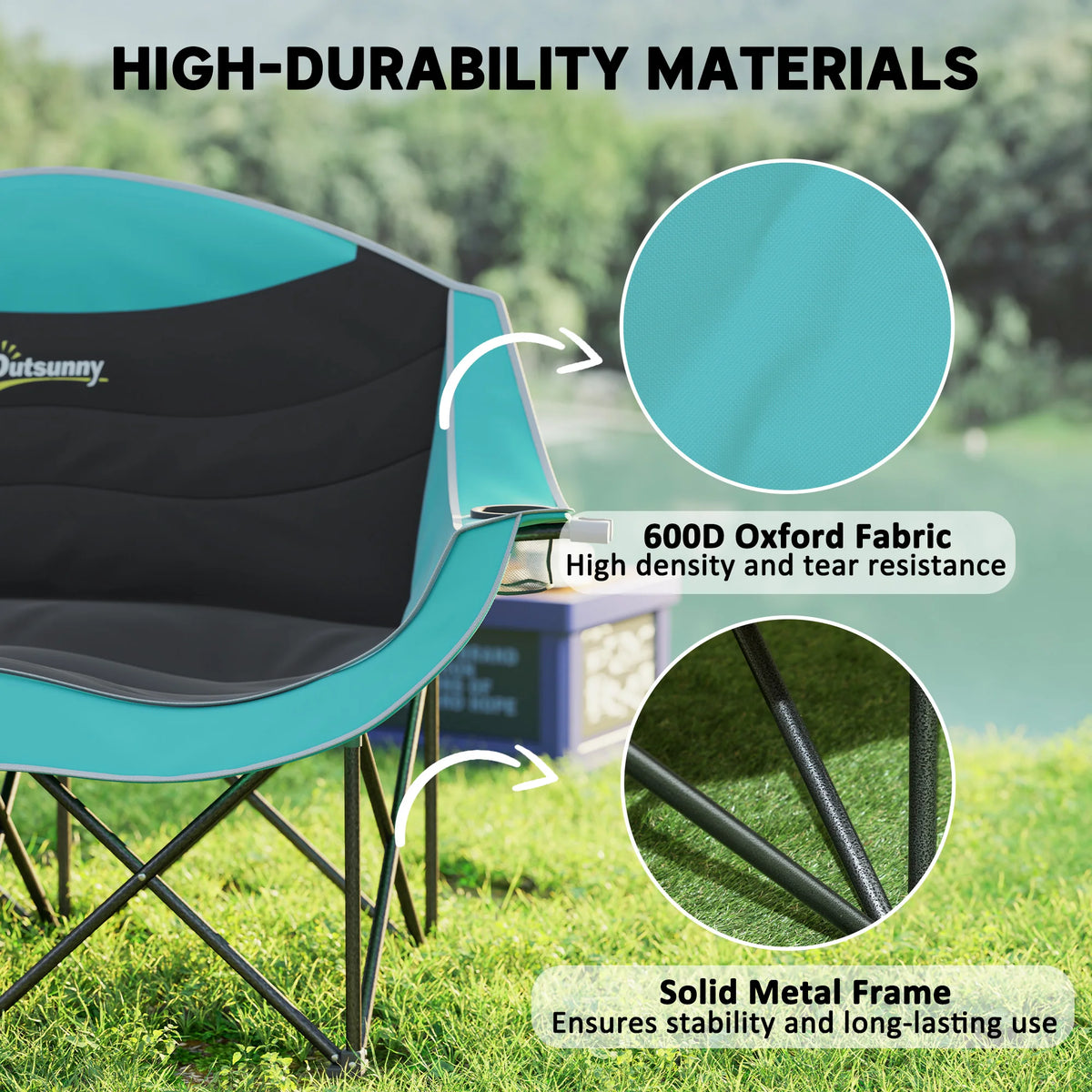 Outsunny Double Padded Folding Camping Chair