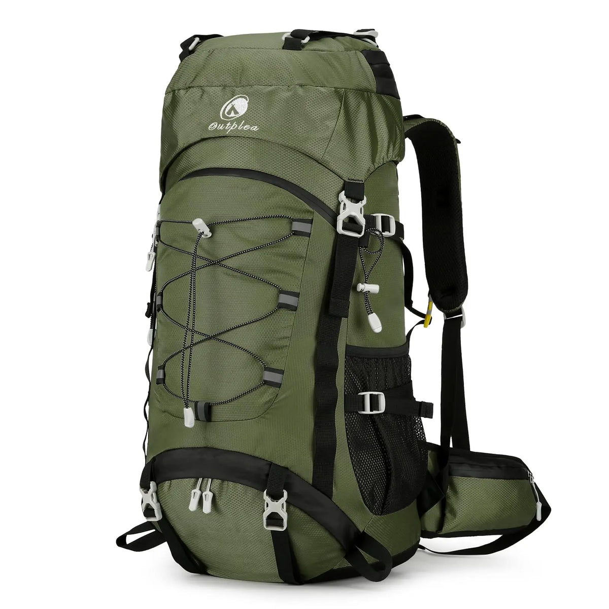 60L Lightweight Water Resistant Hiking Rucksack With Detachable Rain Cover Large Capacity Black Backpack For Trekking Mountaineering Climbing Fishing Multi-Day Backpacking Cycling Outdoor Adventure Travel Camping Men Women