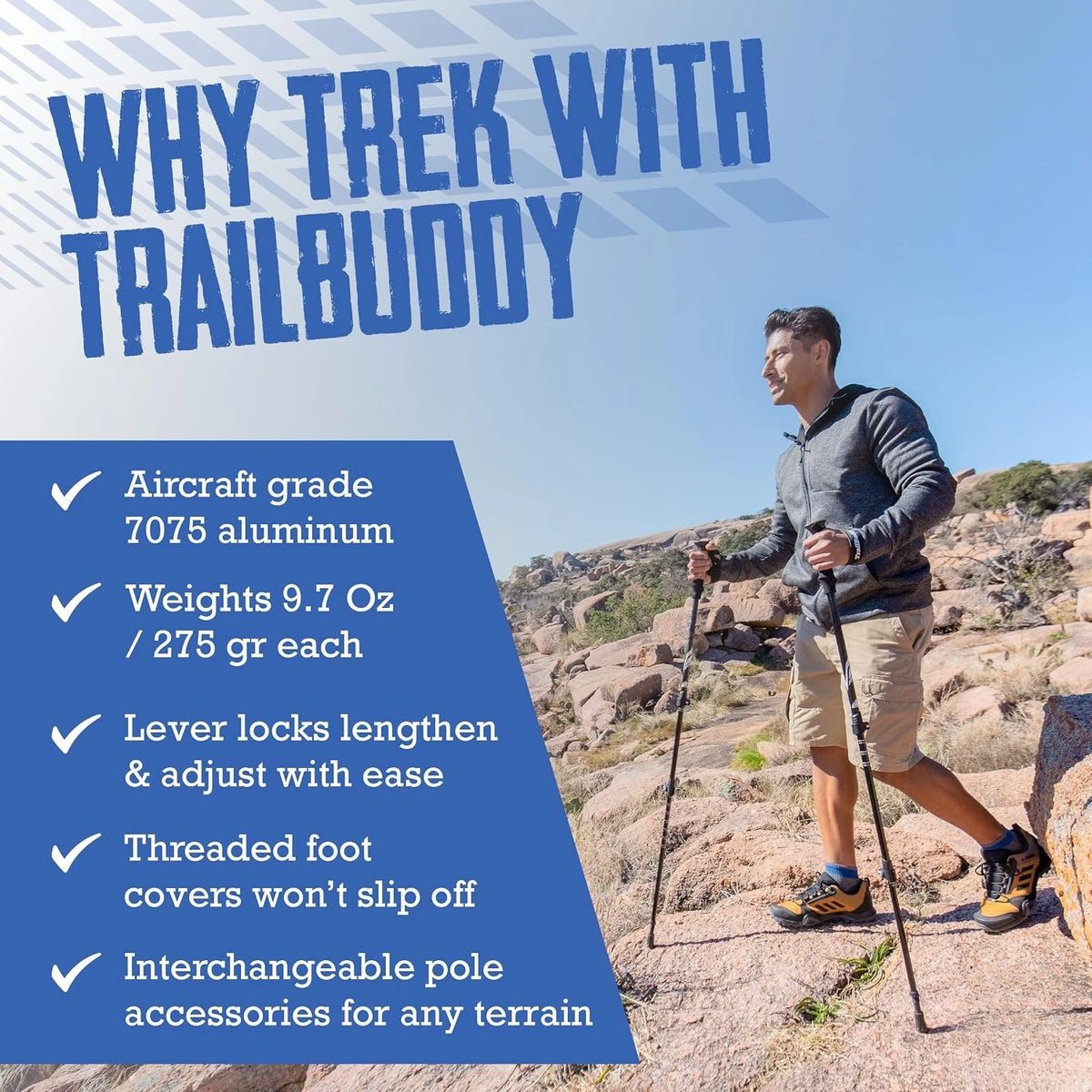Lightweight Collapsible Trekking Poles For Hiking