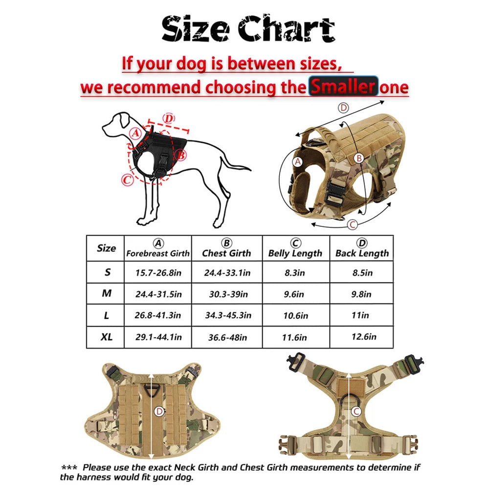 Tactical Dog Harness Leash Set For Large Dogs