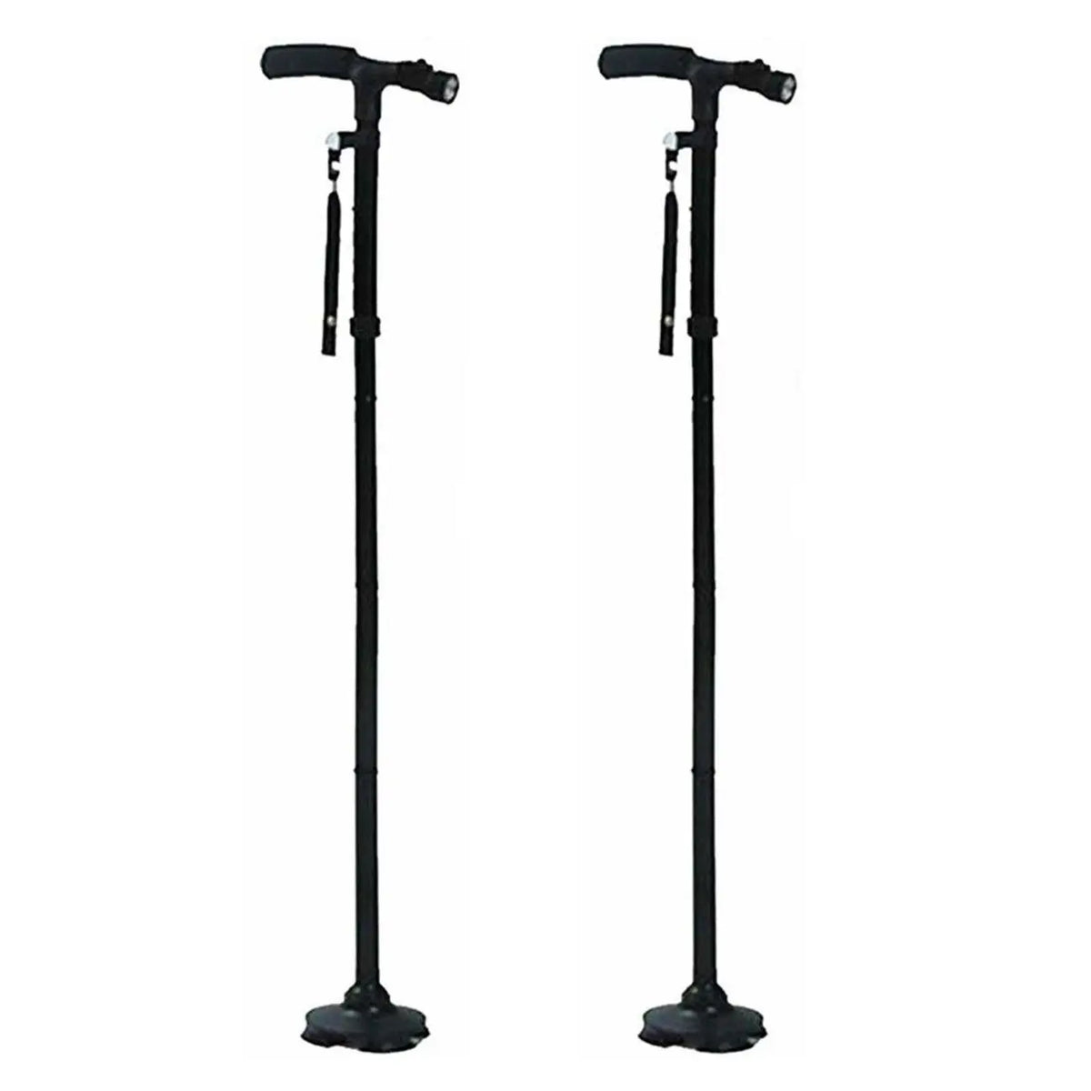 (2 Pack)5-Levels Adjustable Height Walking Stick Portable Foldable Cane Travel Camping Hiking Walking Cane W/LED Hot
