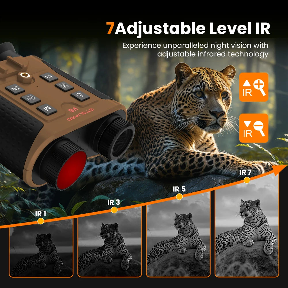 GTGUARD V6 4K 8X Digital Zoom Night Vision Binoculars for Adults,Head Mounted Tactical Helmet Night Vision Goggles for Outdoor Hunting