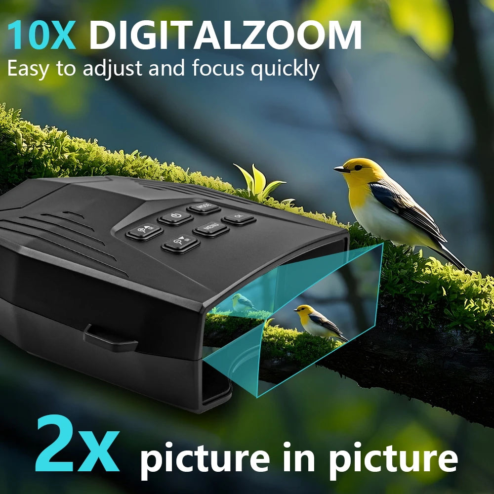 Night Vision Goggles for Adults, 5K HD 60MP Night Vision Binoculars with 3" Large Screen, 10X Digital Zoom, 5000mAh Rechargeable Battery, 32GB TF Card for Camping