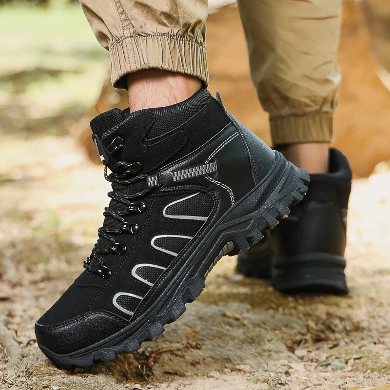 Large 49 Outdoor Ankle Boots Men Non Slip Fashion Lace Up Climbing Leather Winter Hiking Footwear High Top Leisure Hiking Shoes