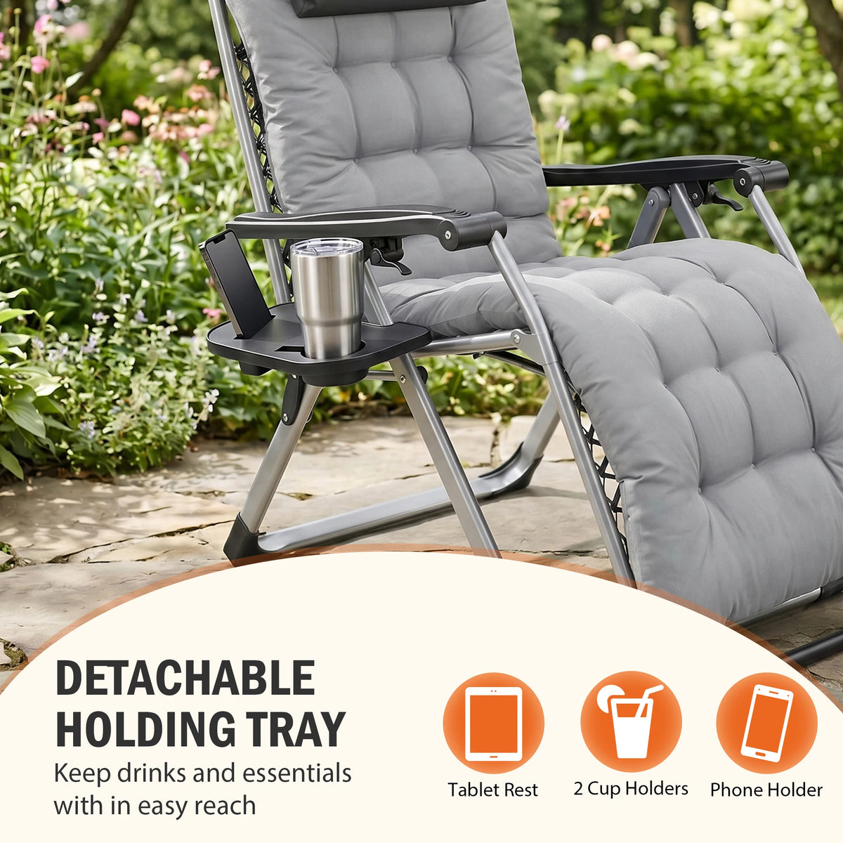 JHK Zero Gravity Reclining Outdoor Lounge Chair