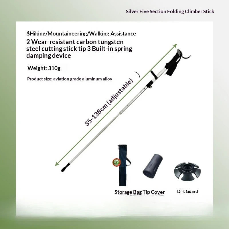 Shock Absorbent Aluminum Hiking Pole With Rubber Tip