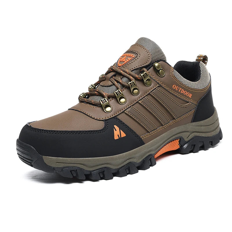 Outdoor Hiking Shoes Low Top Leather Face Plus Size Wear Resistant Non Slip Men's Running Shoes Lightweight PU Sneakers for Men