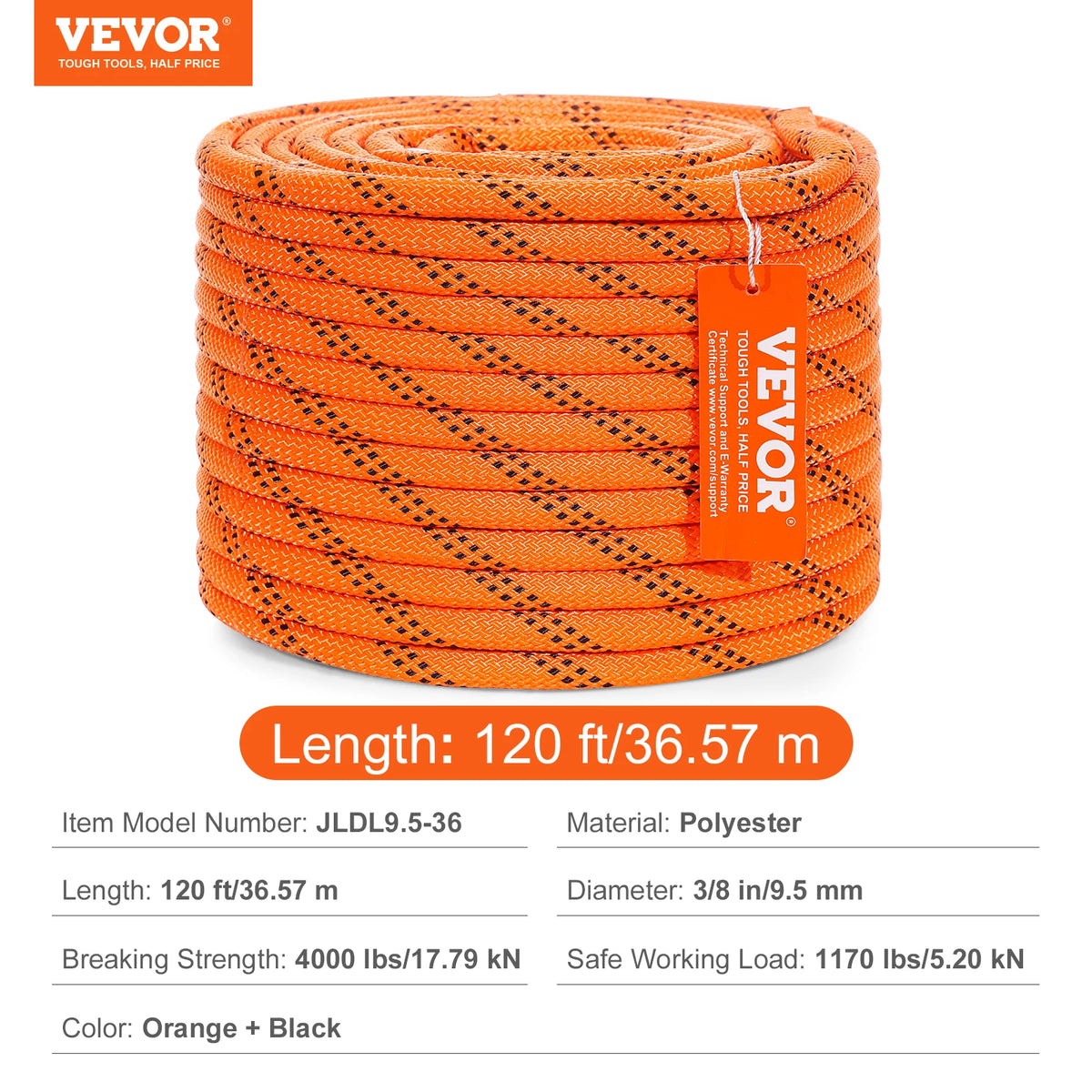 SucceBuy Dual Weave Polyester Rope 48 Strands Arborist
