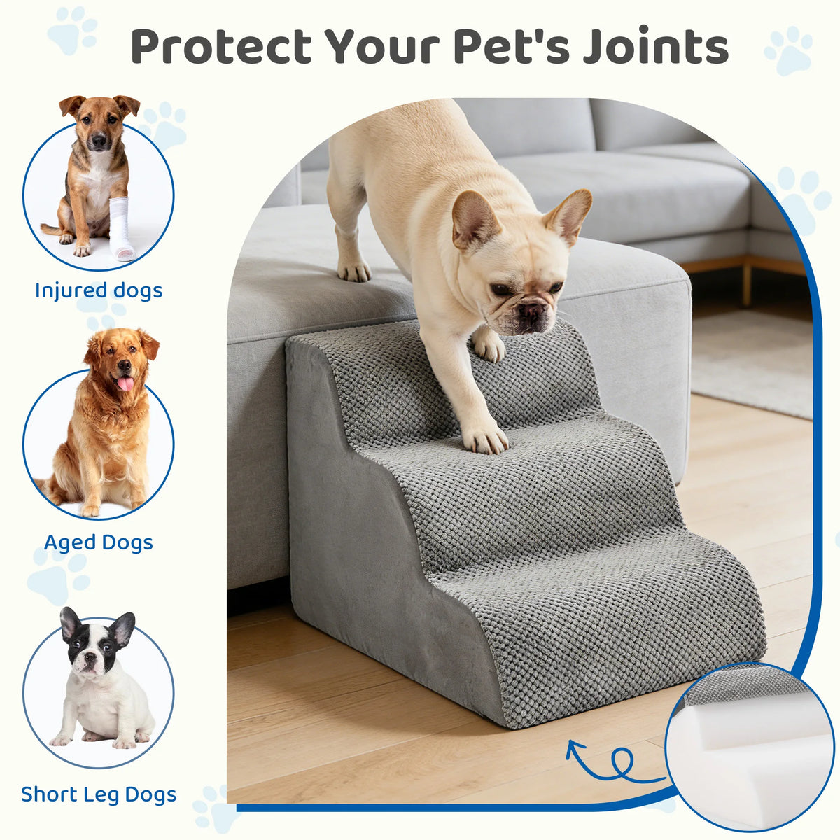 Curved High Density Foam Dog Stairs Non Slip Indoor Ramp