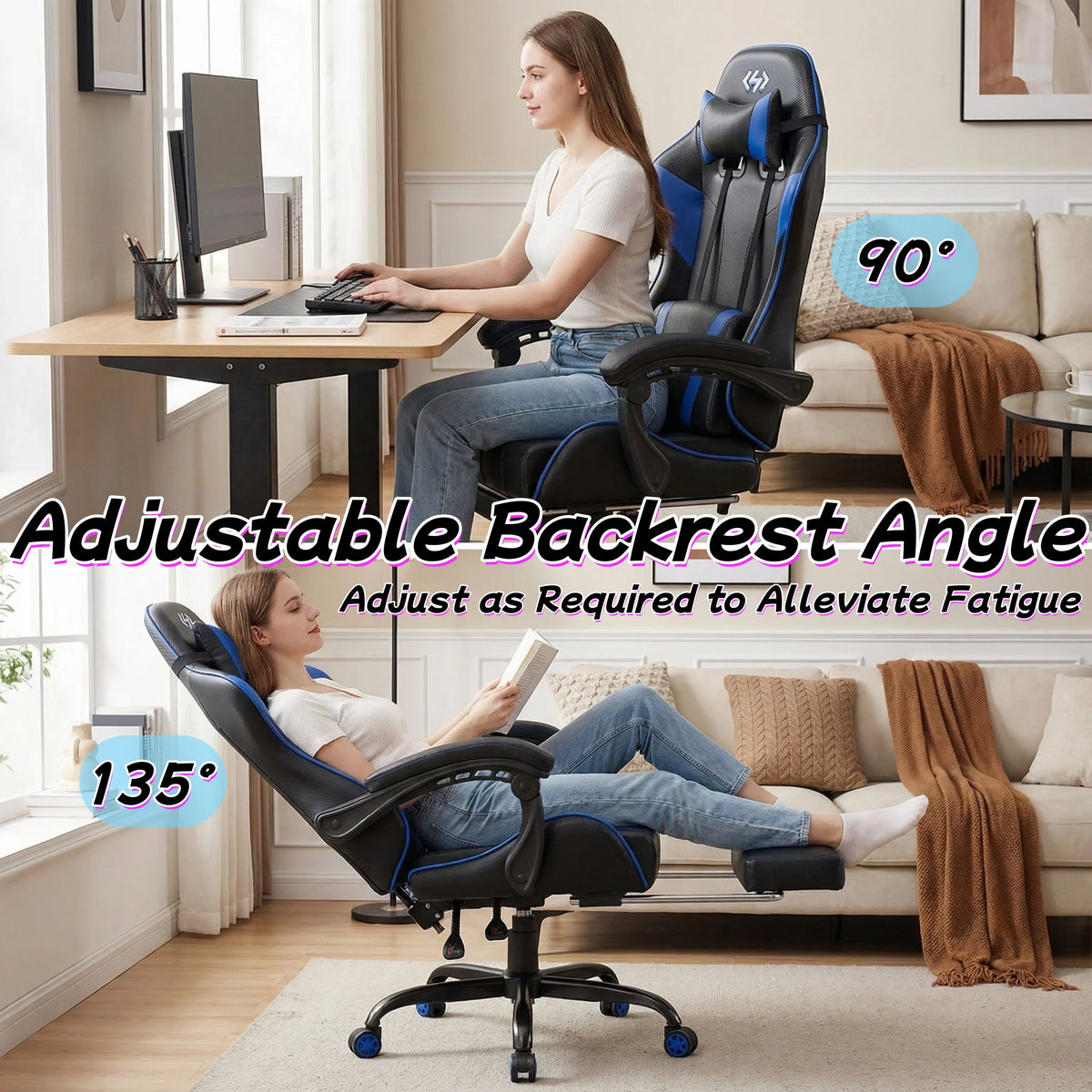 FRODROVIA Ergonomic Gaming Chair With Lumbar Support