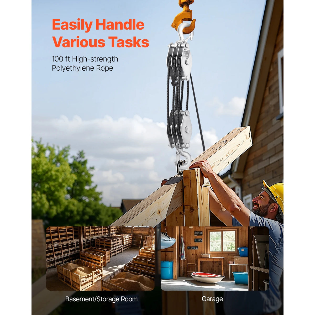 SucceBuy Manual Pulley Hoist for Lifting Objects