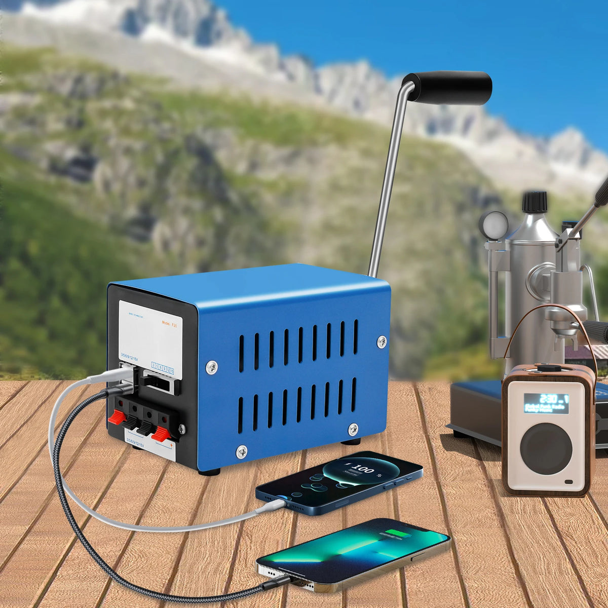 Manual Hand Crank Generator 20W Emergency USB Charger