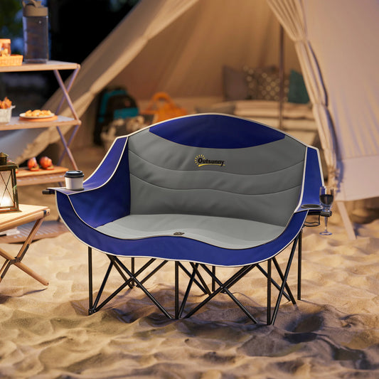 Outsunny Double Padded Folding Camping Chair