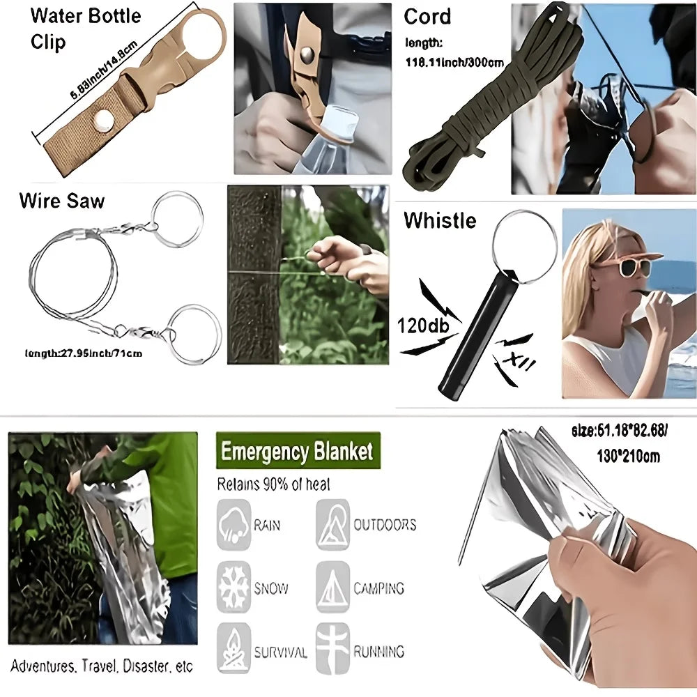 242 Survival Kit for Outdoor Adventure Travel Camping Sports Office Car School Emergency First Aid Equipment Tool Gift for Men And Women