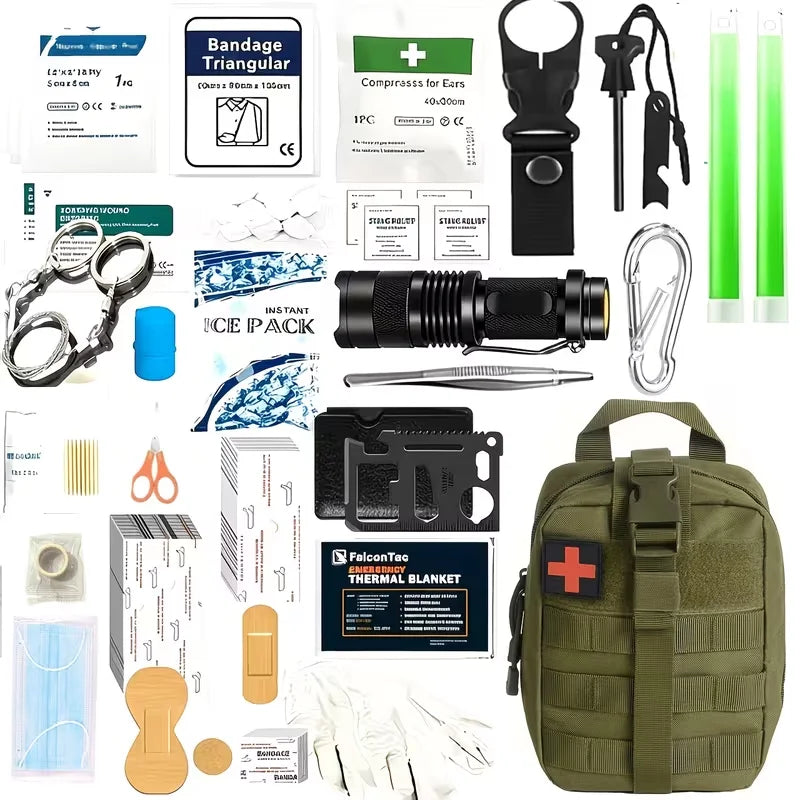 166-Piece Survival Kit with Tools And First Aid Professional Emergency Equipment Set for Emergencies Hiking Hunting Disasters Camping And Adventure Activities