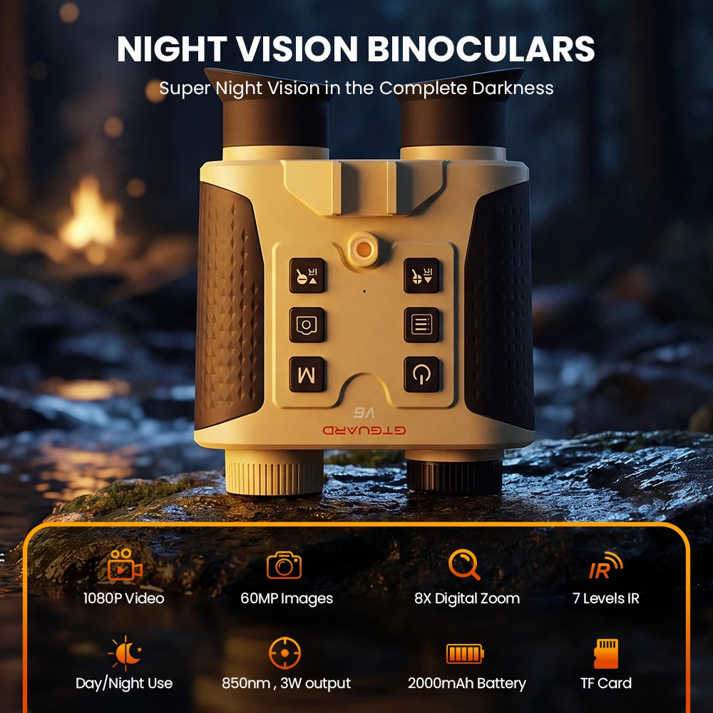 4K Night Vision Binoculars 8X Digital Zoom Night Vision Goggles Telescope Infrared NVG Tactical Light for Outdoor 300M Full Darkness Take Photos,Record Videos With 2000mAh Battery