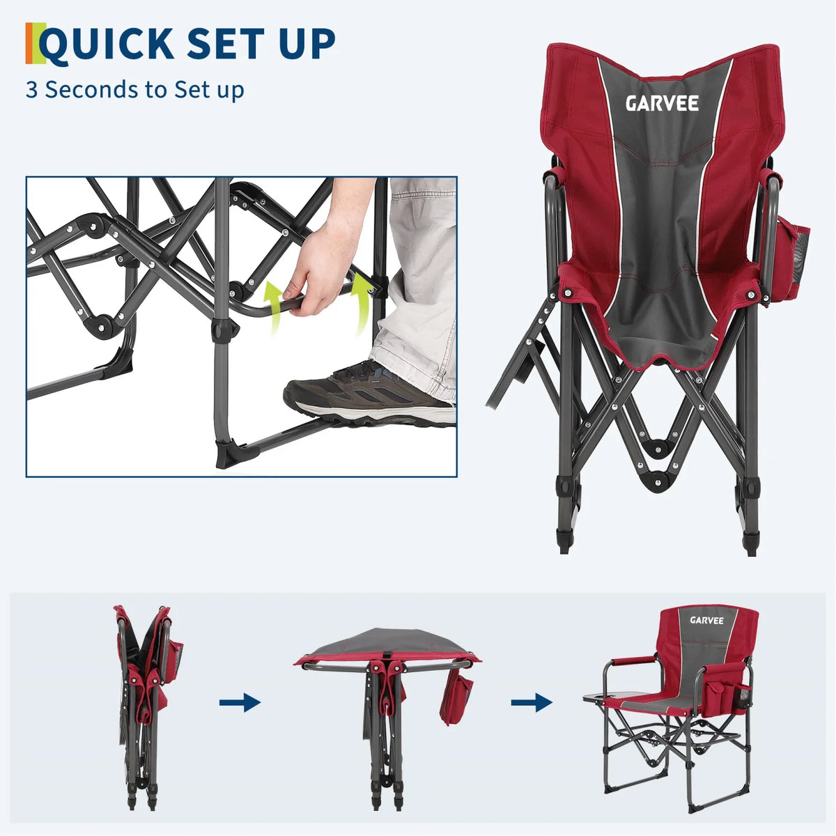 HiMISS Folding Directors Chair With Side Table