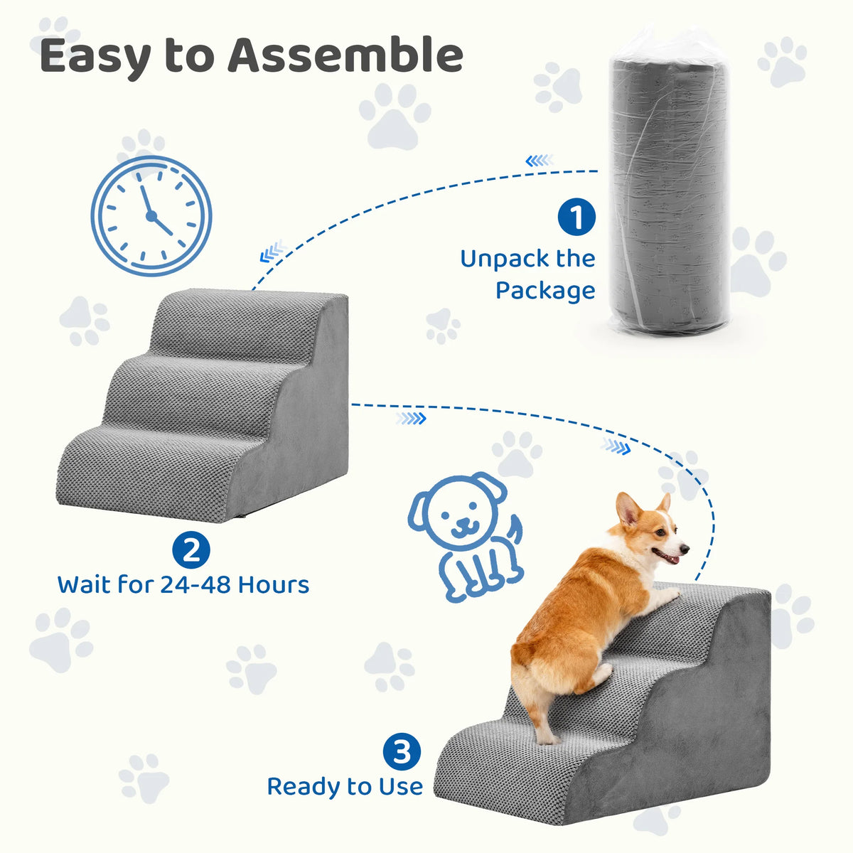Curved High Density Foam Dog Stairs Non Slip Indoor Ramp