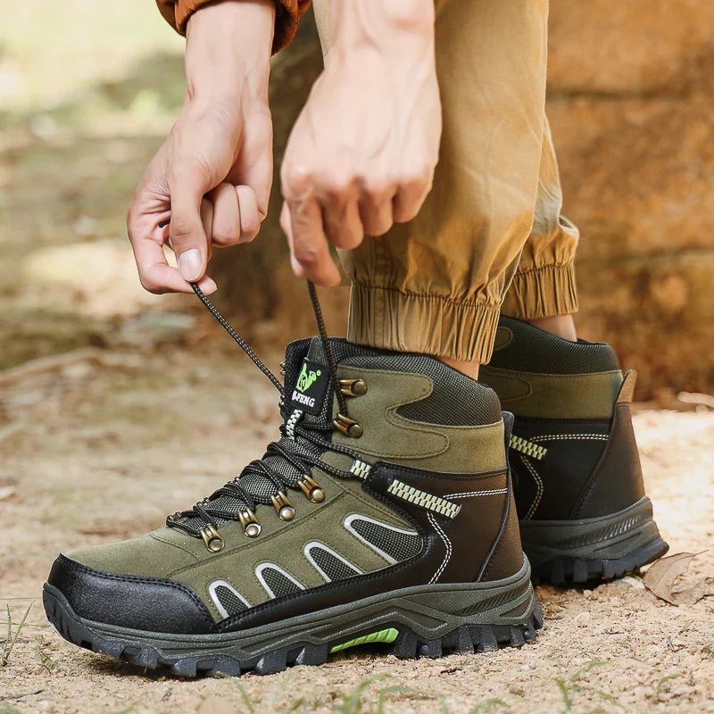 Large 49 Outdoor Ankle Boots Men Non Slip Fashion Lace Up Climbing Leather Winter Hiking Footwear High Top Leisure Hiking Shoes