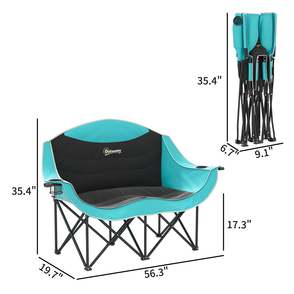 Outsunny Double Padded Folding Camping Chair