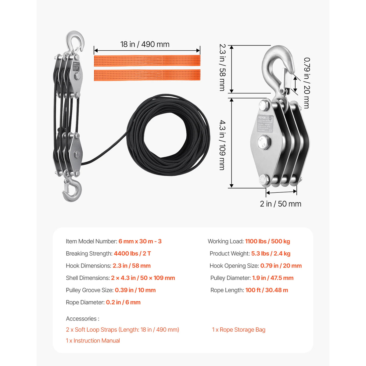 SucceBuy Manual Pulley Hoist for Lifting Objects