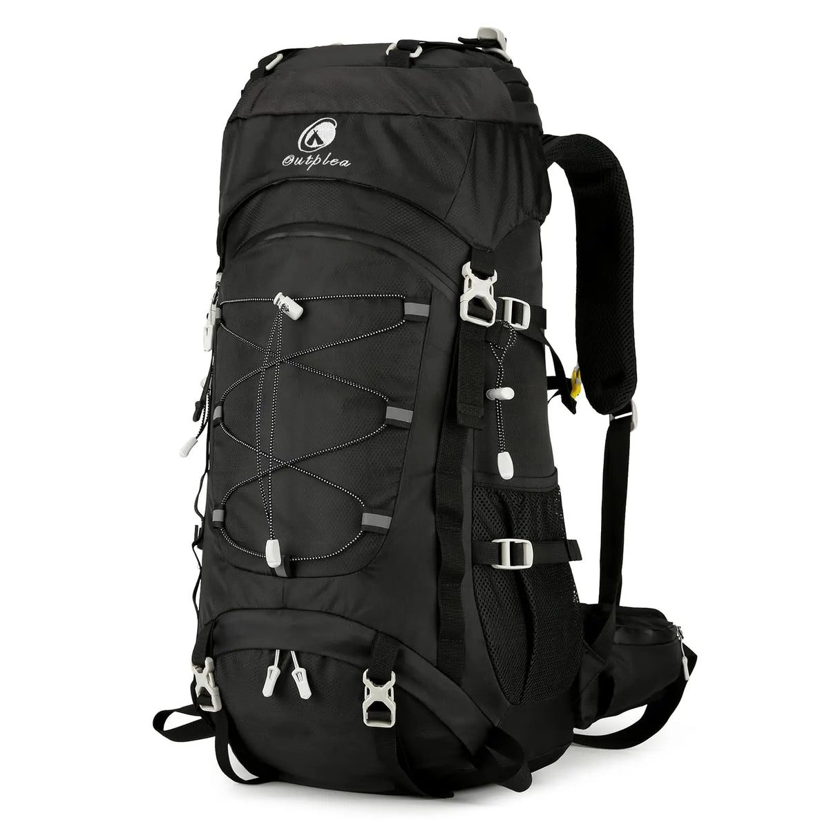 60L Lightweight Water Resistant Hiking Rucksack With Detachable Rain Cover Large Capacity Black Backpack For Trekking Mountaineering Climbing Fishing Multi-Day Backpacking Cycling Outdoor Adventure Travel Camping Men Women