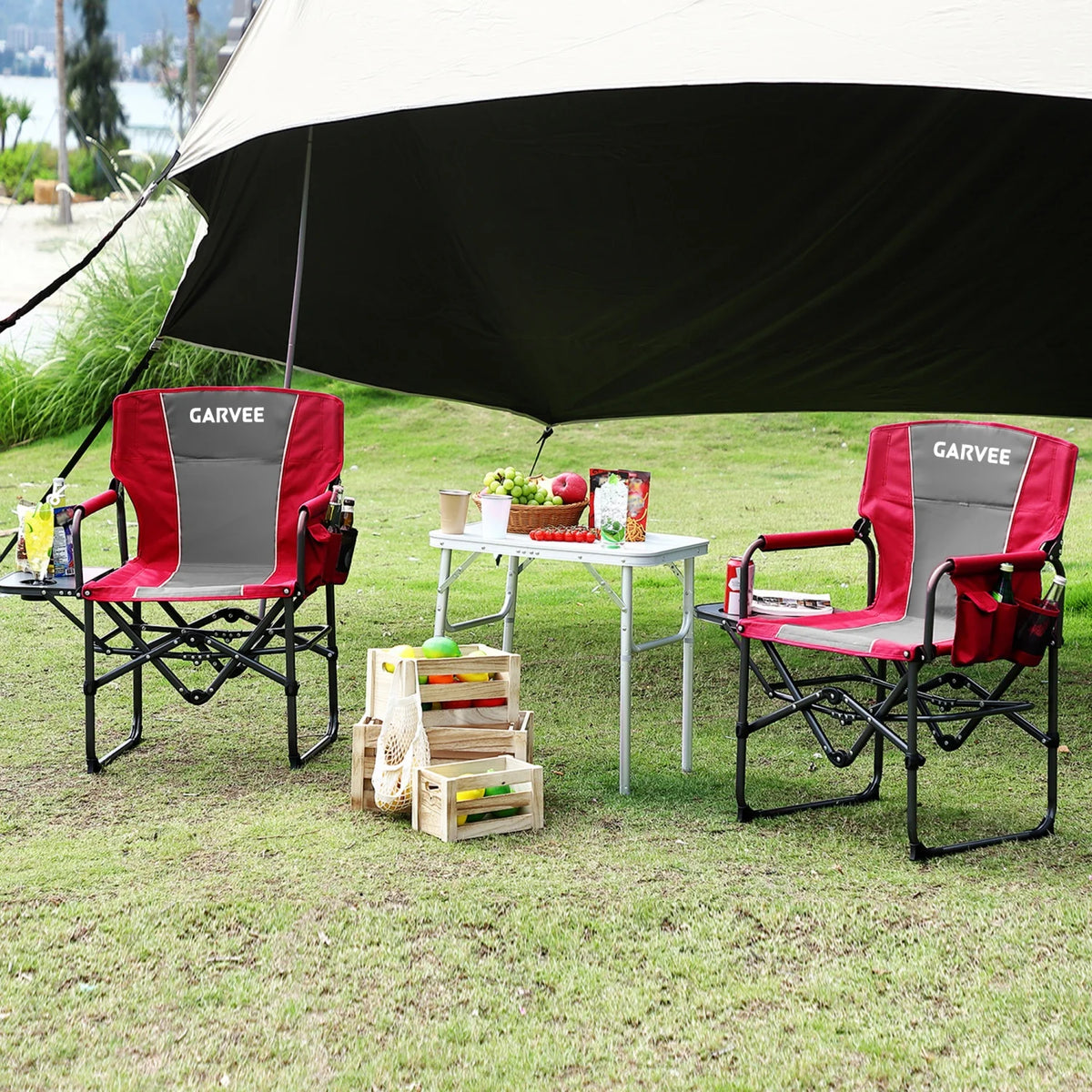 HiMISS Folding Directors Chair With Side Table