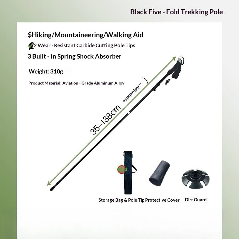 Shock Absorbent Aluminum Hiking Pole With Rubber Tip