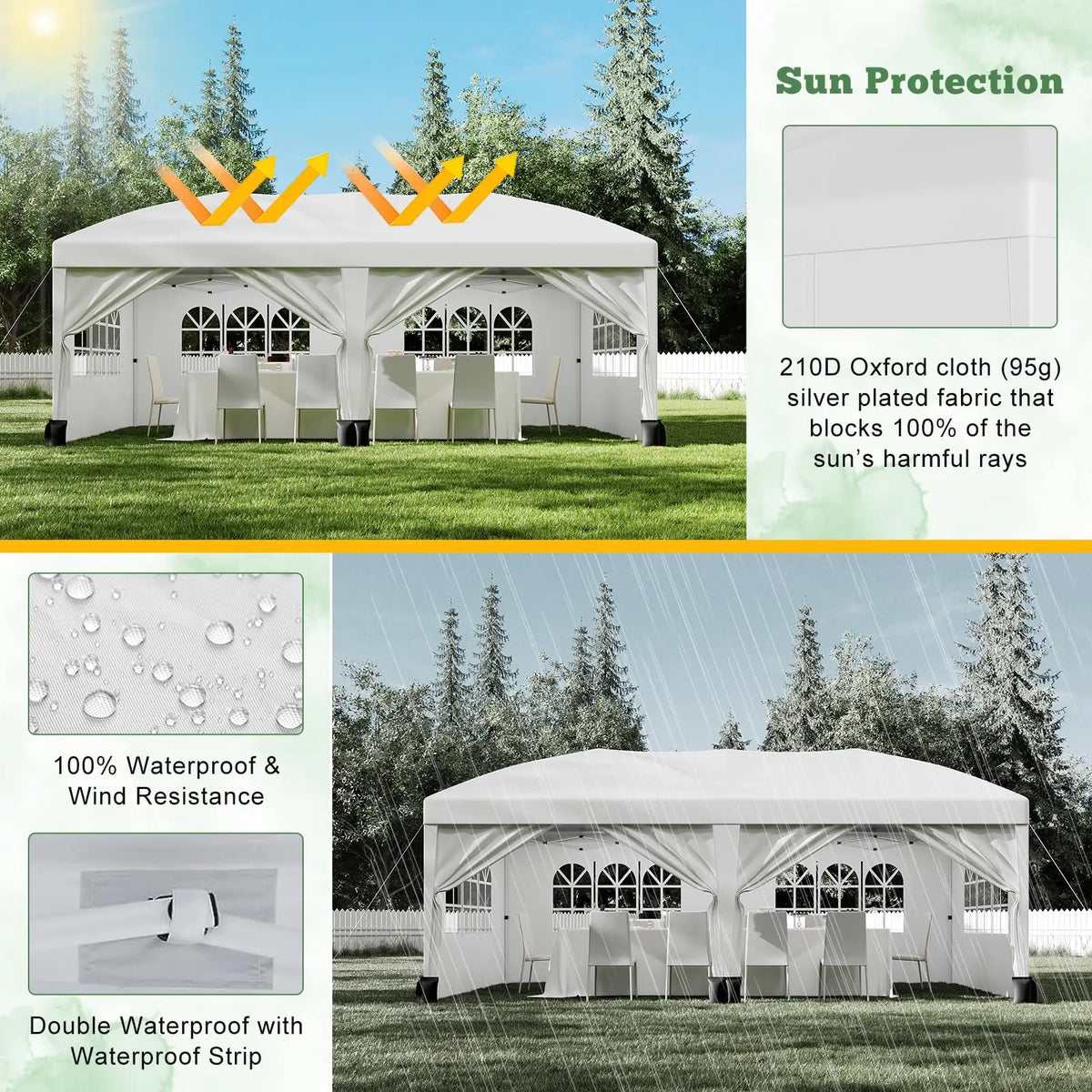 HiMISS Heavy Duty Pop Up Canopy Tent With Sidewalls
