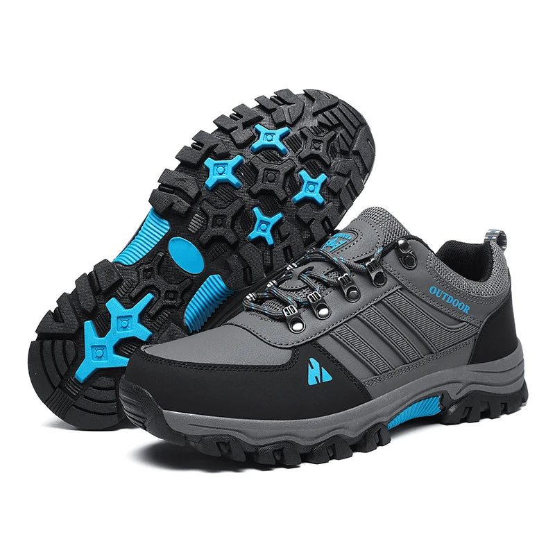 Outdoor Hiking Shoes Low Top Leather Face Plus Size Wear Resistant Non Slip Men's Running Shoes Lightweight PU Sneakers for Men