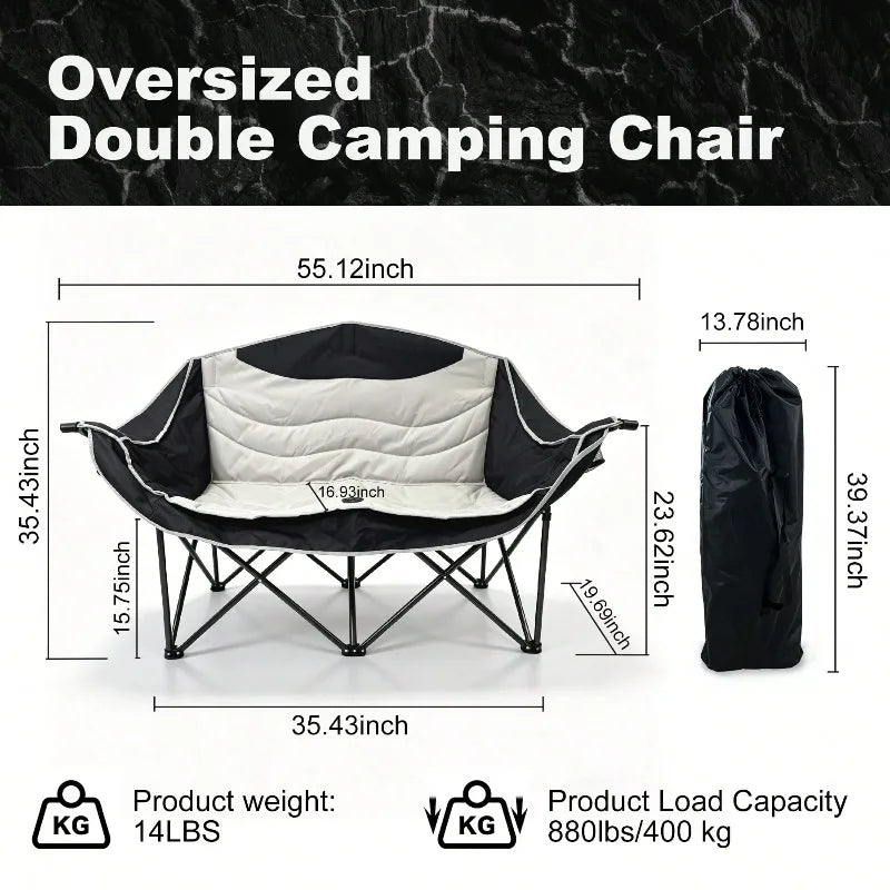 Portable Folding Double Camping Recliner Chair