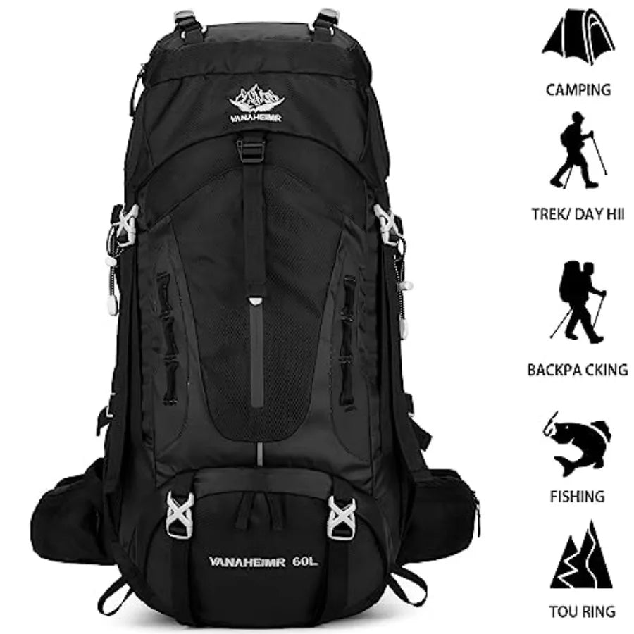 50L Hiking Backpack Men Camping Backpack with rain cover 45l+5l Lightweight Backpacking Backpack Travel Backpack