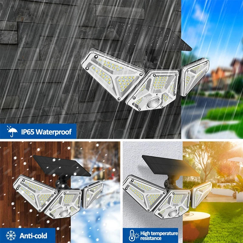 Solar Outdoor Security Lights With Remote 113 LEDs IP65 PIR
