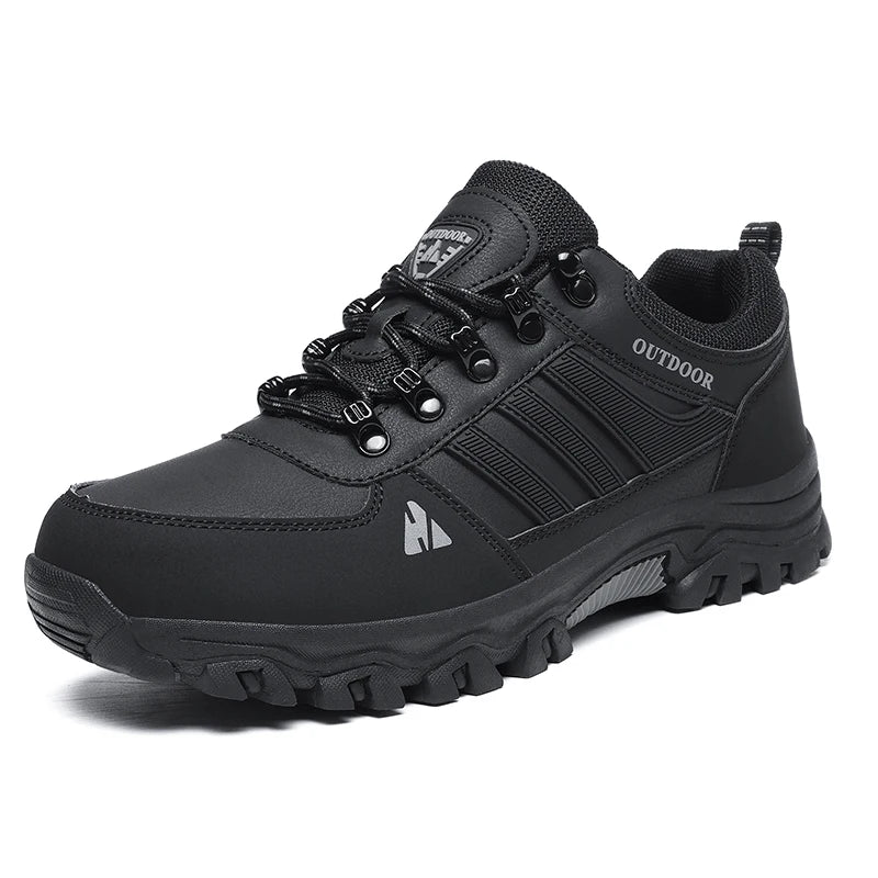 Outdoor Hiking Shoes Low Top Leather Face Plus Size Wear Resistant Non Slip Men's Running Shoes Lightweight PU Sneakers for Men