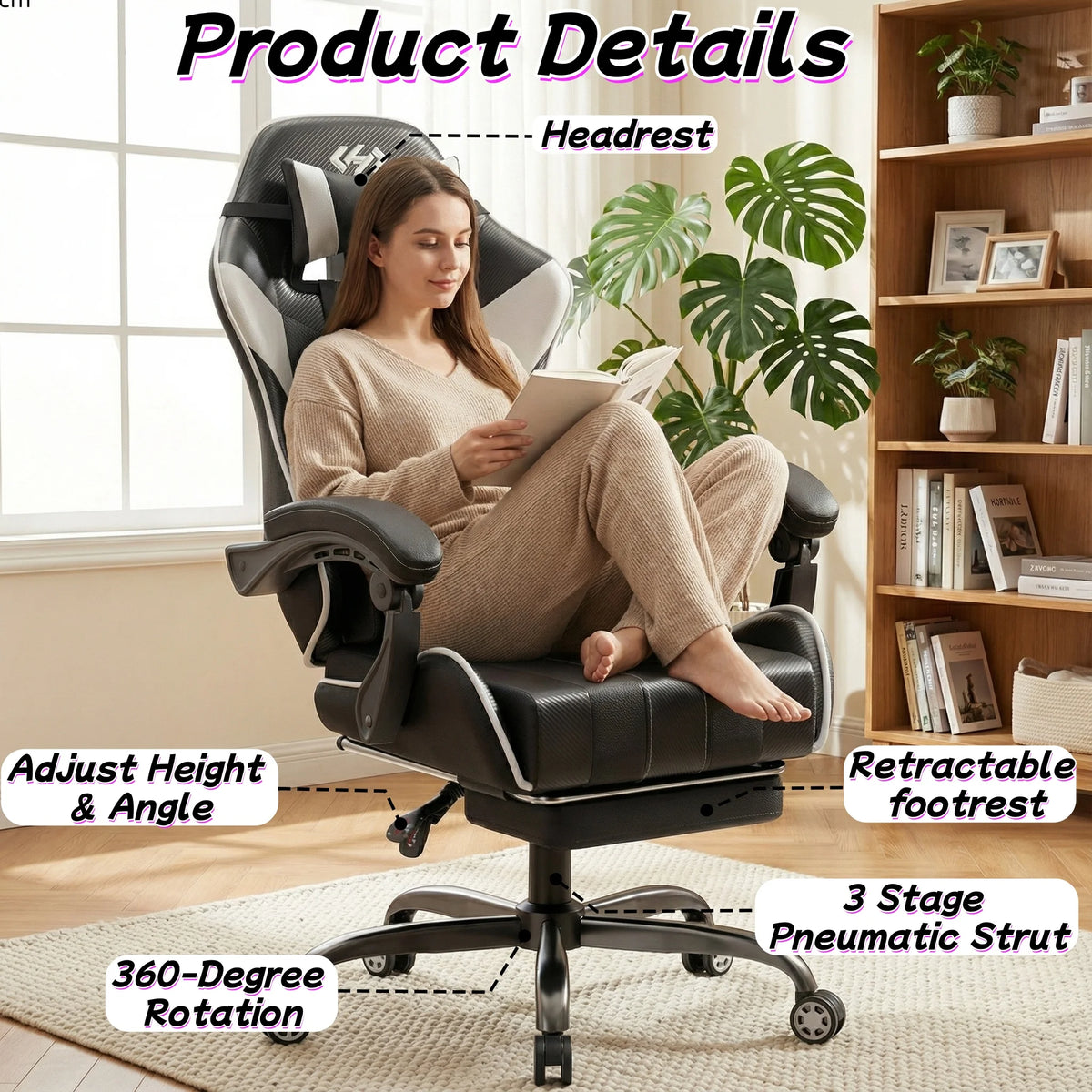 FRODROVIA Ergonomic Gaming Chair With Lumbar Support