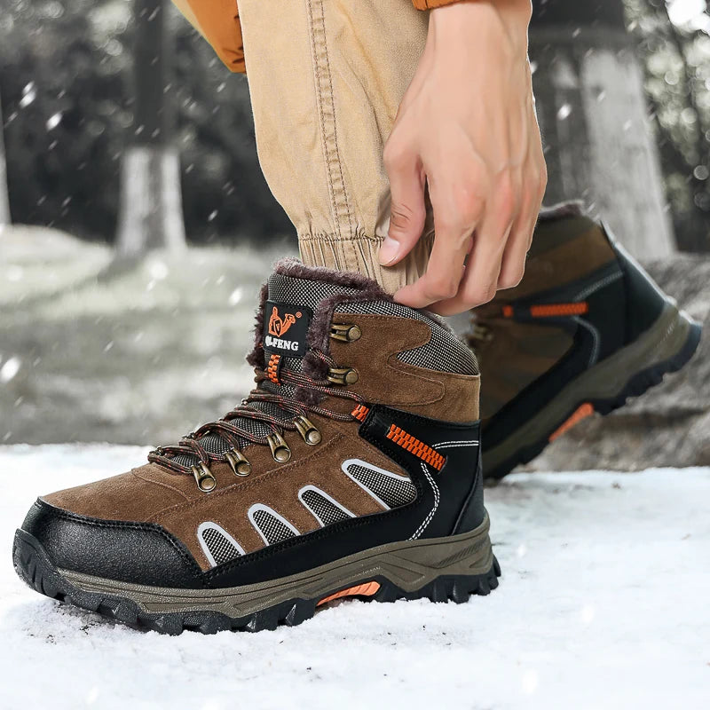 Large 49 Outdoor Ankle Boots Men Non Slip Fashion Lace Up Climbing Leather Winter Hiking Footwear High Top Leisure Hiking Shoes