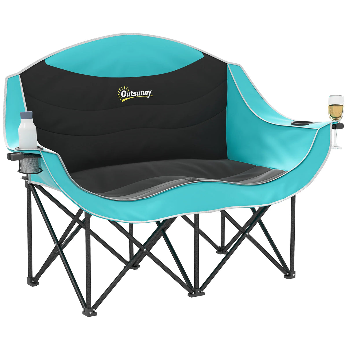 Outsunny Double Padded Folding Camping Chair